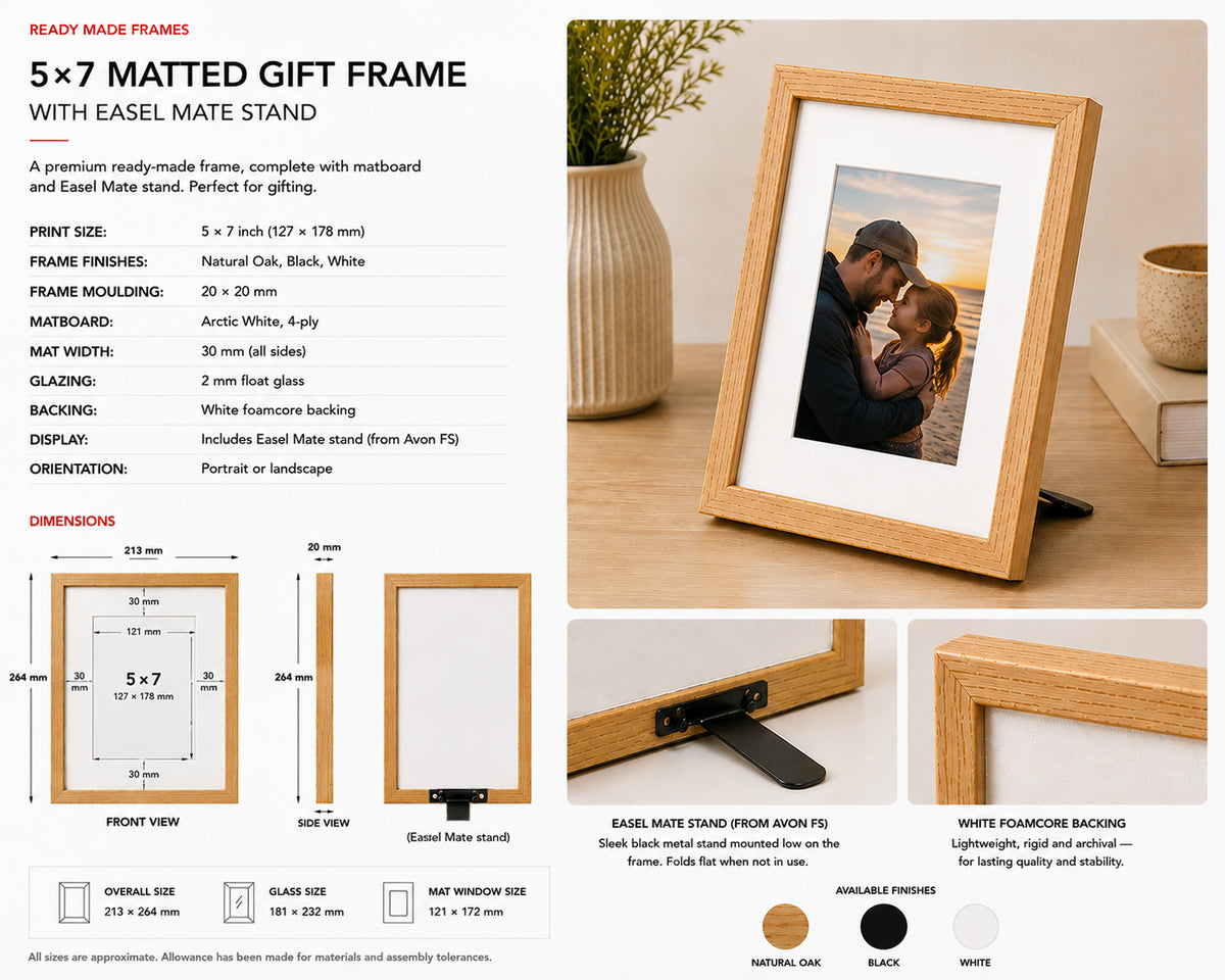 5×7 Matted Gift Frame with Easel Mate Stand